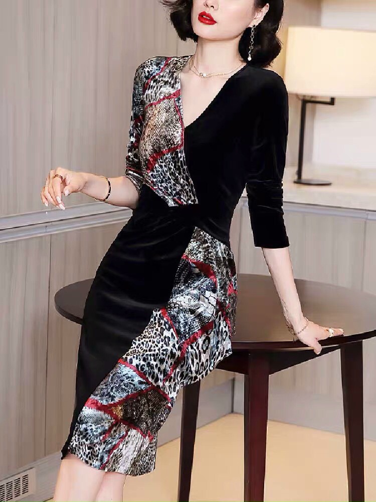 Đầm body Eo Bèo Phối Màu - HN935